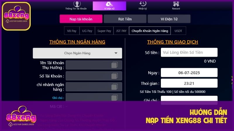 Hướng dẫn nạp tiền Xeng88 đơn giản, thực hiện dễ dàng trong vài phút