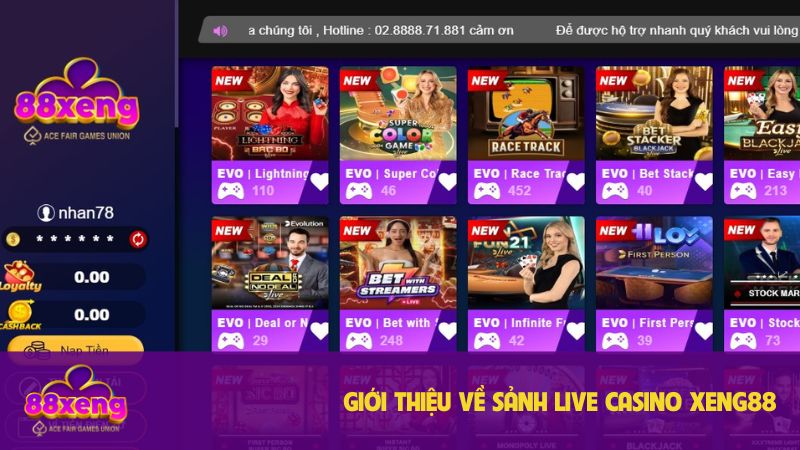 Live Casino Xeng88 với dealer trực tiếp